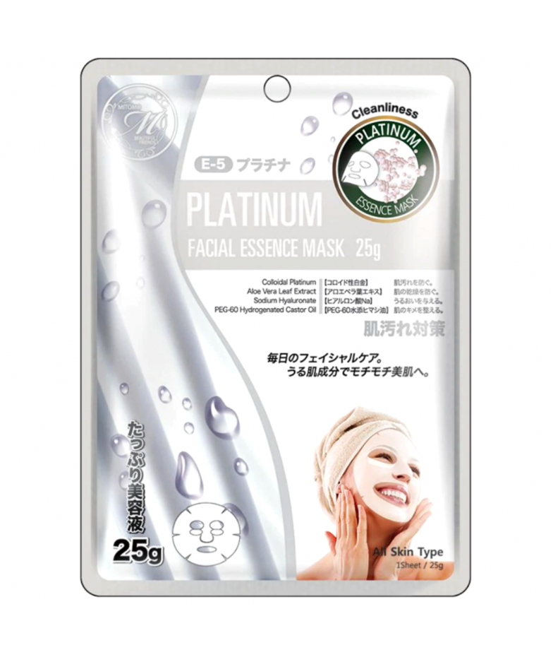 ТКАНЕВАЯ МАСКА ДЛЯ ЛИЦА С ИОНАМИ ПЛАТИНЫ PLATINUM essence mask